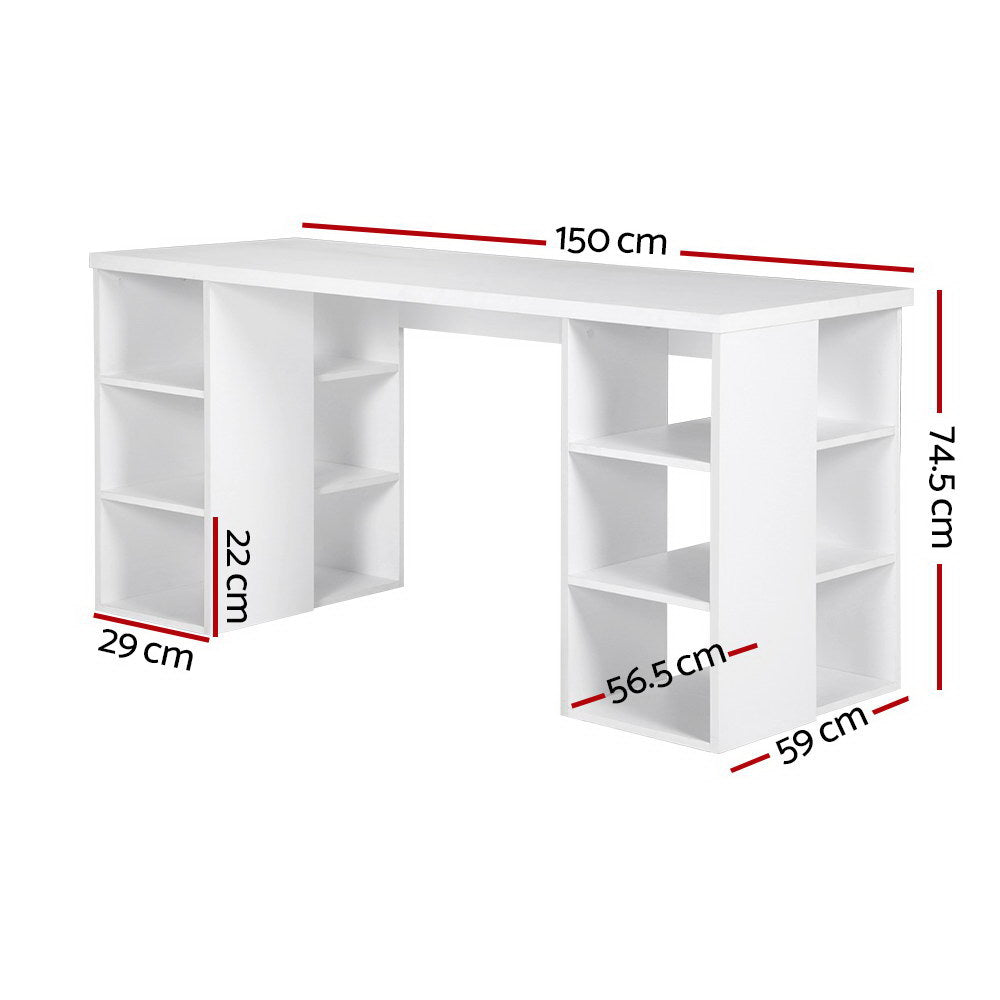 Artiss Computer Desk Bookshelf White 150CM - Cosy Abode