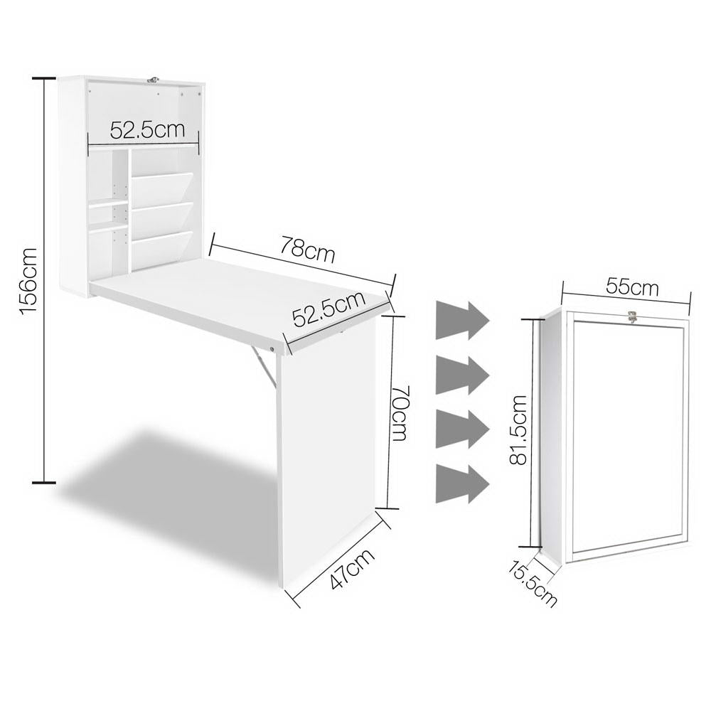 Artiss Space Saving Wall Mount Fold-Out Desk - White - Cosy Abode