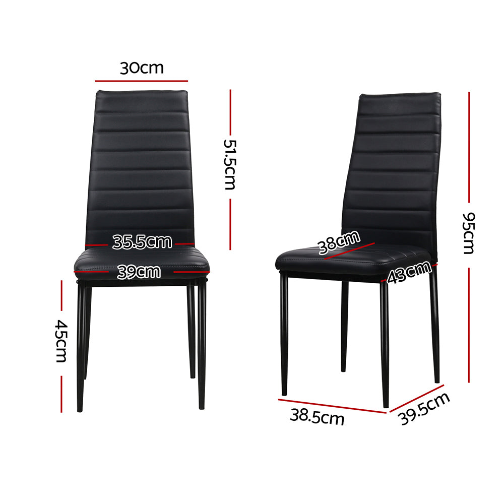 Artiss Dining Chairs Set of 4 Leather Channel Tufted Black - Cosy Abode