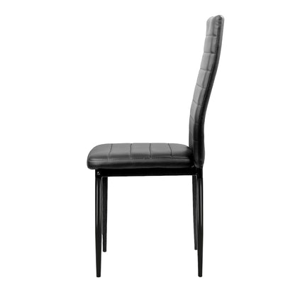 Artiss Dining Chairs Set of 4 Leather Channel Tufted Black - Cosy Abode