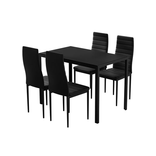 Artiss Dining Chairs and Table Dining Set 4 Chair Set Of 5 Black - Cosy Abode