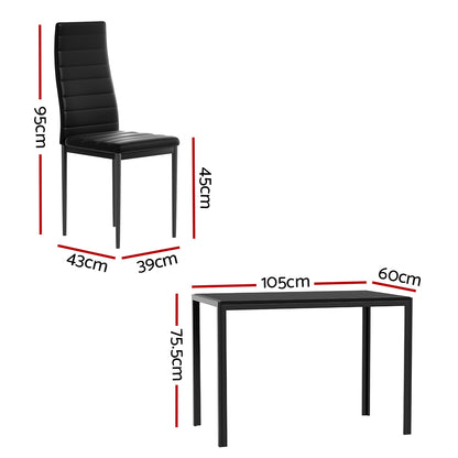 Artiss Dining Chairs and Table Dining Set 4 Chair Set Of 5 Black - Cosy Abode