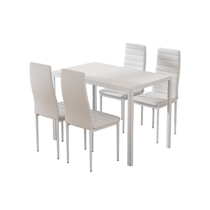 Artiss Dining Chairs and Table Dining Set 4 Chair Set Of 5 White - Cosy Abode