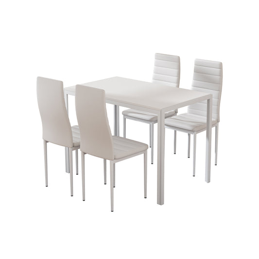 Artiss Dining Chairs and Table Dining Set 4 Chair Set Of 5 White - Cosy Abode