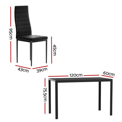 Artiss Dining Chairs and Table Dining Set 6 Chair Set Of 7 Black - Cosy Abode