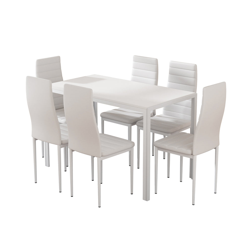 Artiss Dining Chairs and Table Dining Set 6 Chair Set Of 7 White - Cosy Abode