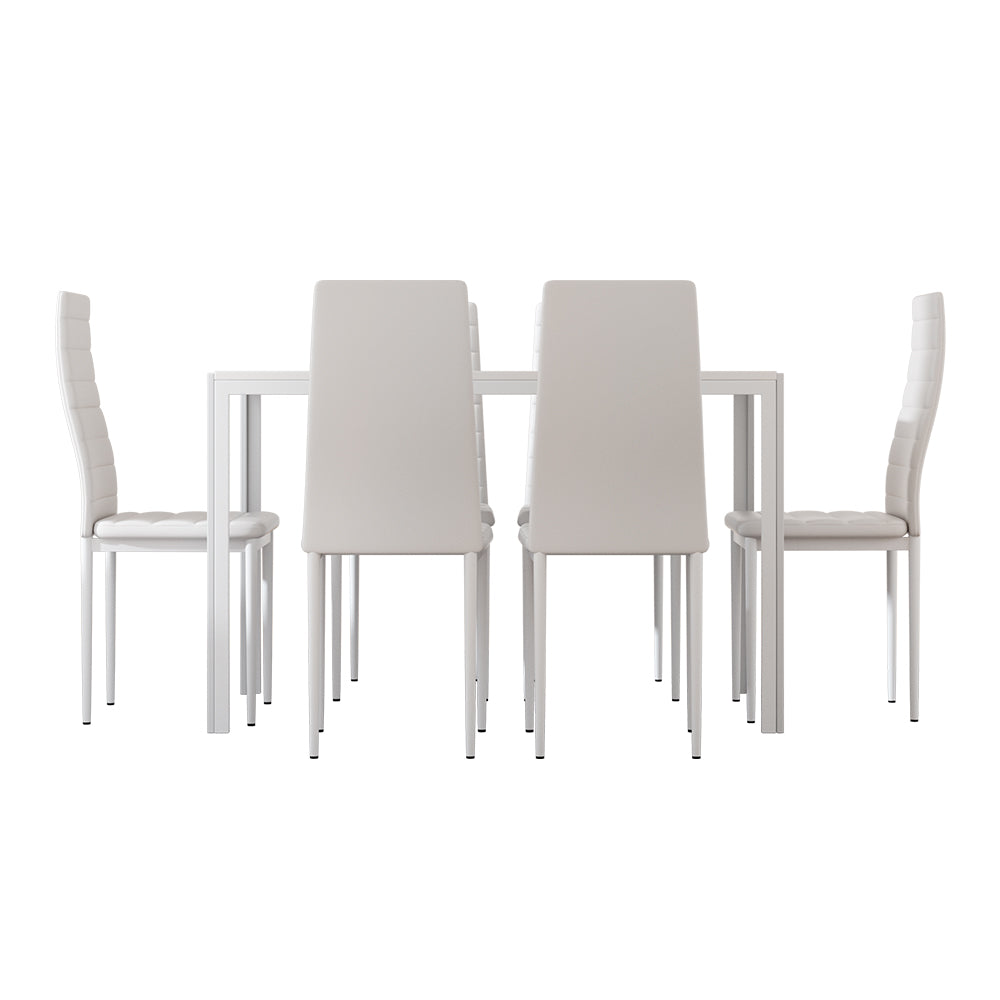 Artiss Dining Chairs and Table Dining Set 6 Chair Set Of 7 White - Cosy Abode