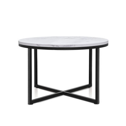 Artiss Coffee Table Round 70CM Marbel Effect - Cosy Abode