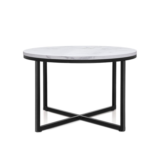Artiss Coffee Table Round 70CM Marbel Effect - Cosy Abode