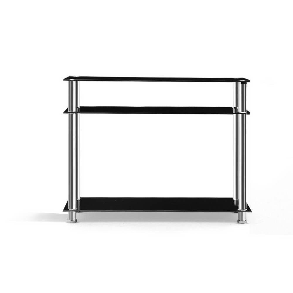 Artiss Console Table Tempered Glass Black - Cosy Abode
