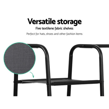 Artiss Clothes Rack Coat Stand 150cm Hanger Closet Black - Cosy Abode