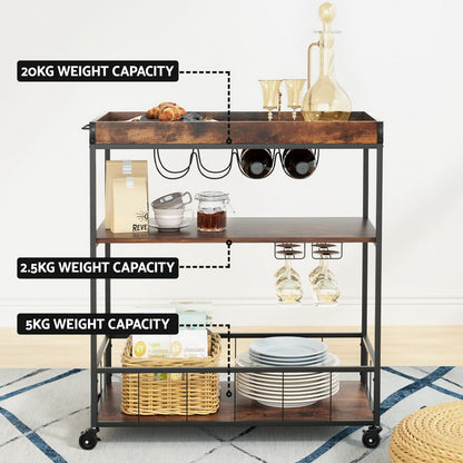 Artiss Kitchen Island Rolling Serving Cart - Cosy Abode