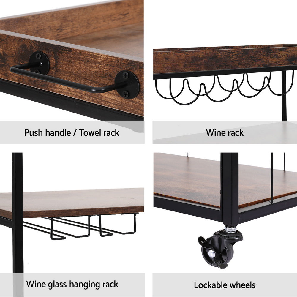 Artiss Kitchen Island Rolling Serving Cart - Cosy Abode