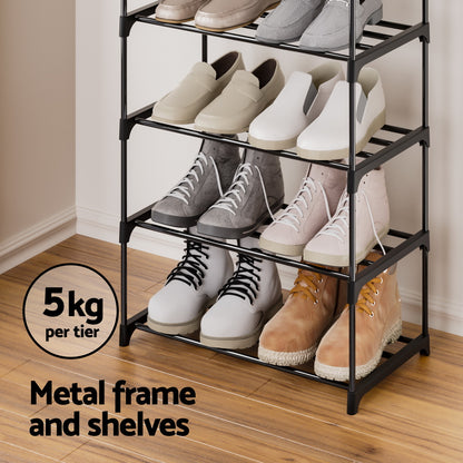 Artiss Shoe Rack Shoe Storage Shelf 10-tier 20 Pairs DIY Stackable Black Metal - Cosy Abode