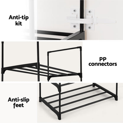 Artiss Shoe Rack Shoe Storage Shelf 10-tier 20 Pairs DIY Stackable Black Metal - Cosy Abode