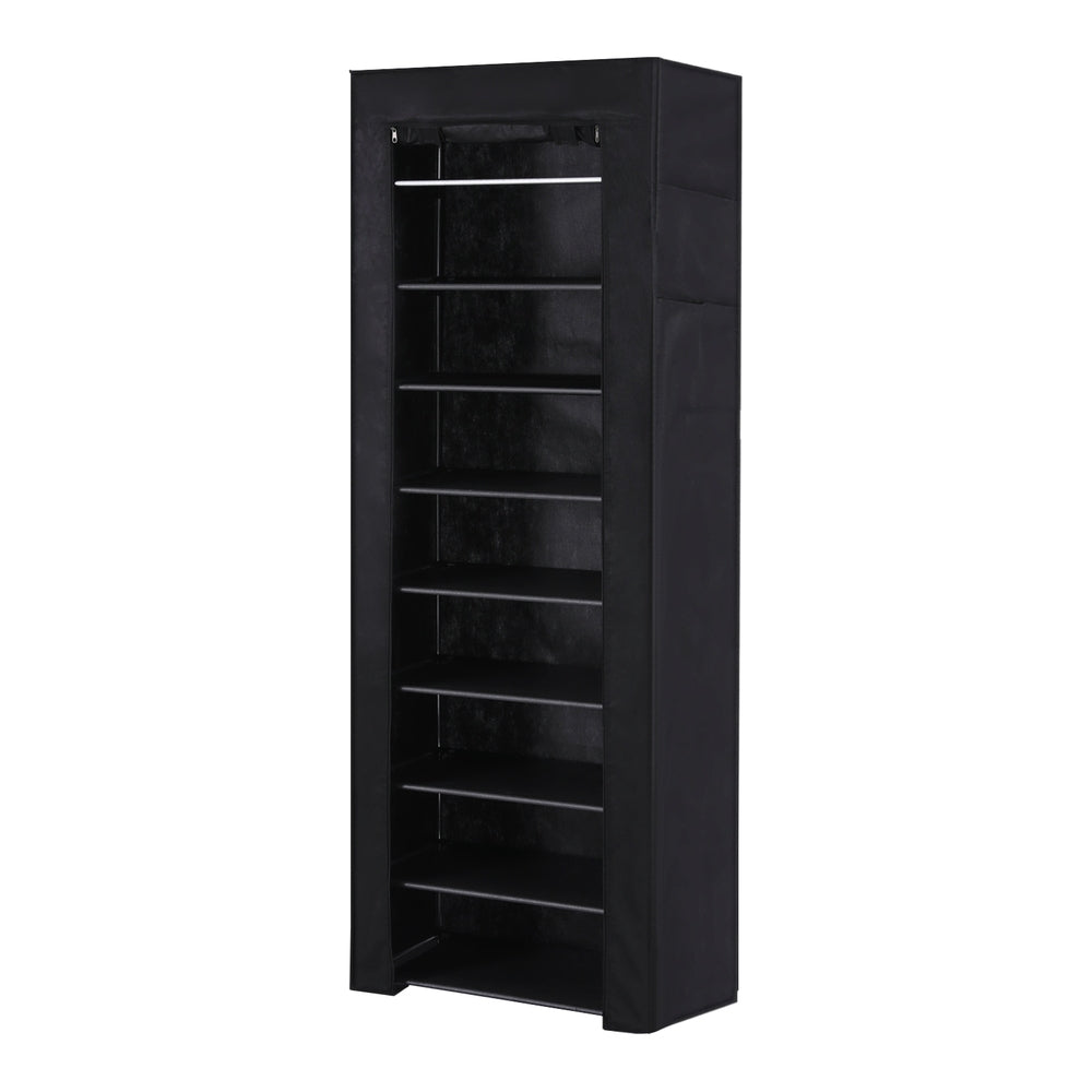Artiss Shoe Rack 10-tier 27 Pairs Removable Cover Black - Cosy Abode