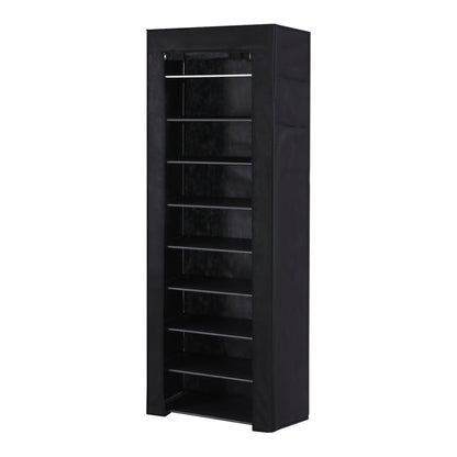 Artiss Shoe Rack 10-tier 27 Pairs Removable Cover Black - Cosy Abode