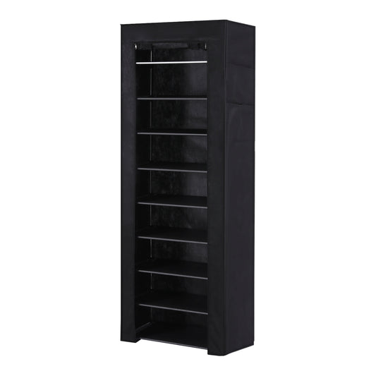 Artiss Shoe Rack 10-tier 27 Pairs Removable Cover Black - Cosy Abode