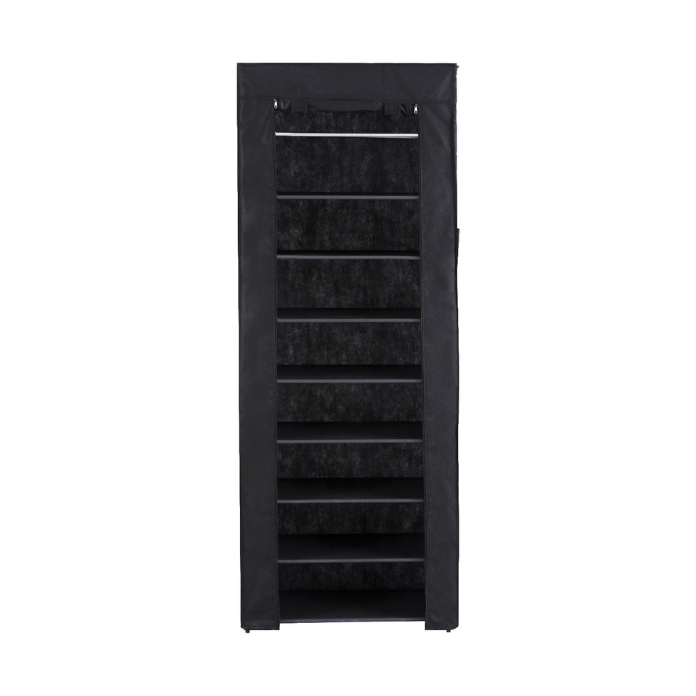 Artiss Shoe Rack 10-tier 27 Pairs Removable Cover Black - Cosy Abode