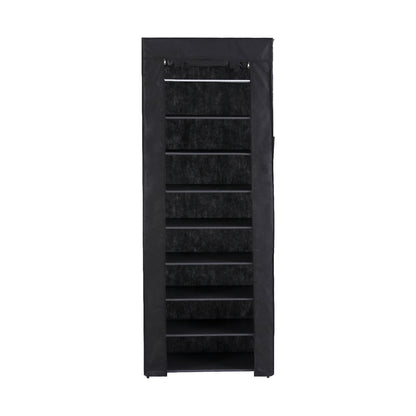 Artiss Shoe Rack 10-tier 27 Pairs Removable Cover Black - Cosy Abode