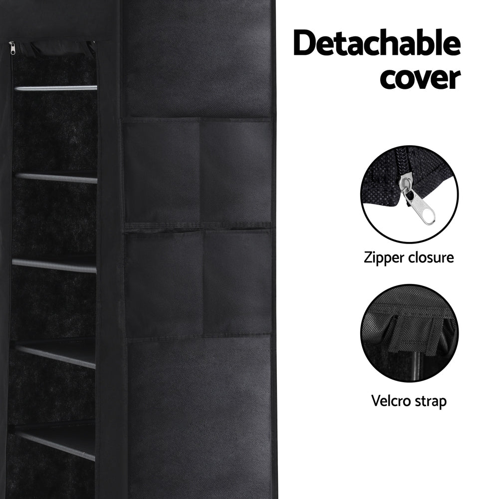 Artiss Shoe Rack 10-tier 27 Pairs Removable Cover Black - Cosy Abode