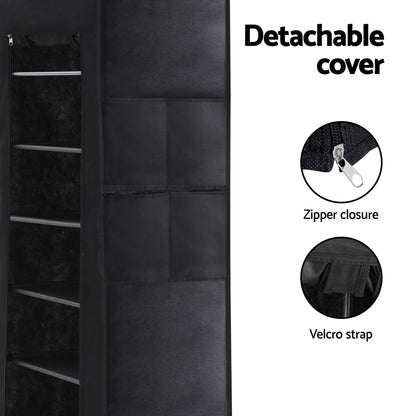 Artiss Shoe Rack 10-tier 27 Pairs Removable Cover Black - Cosy Abode