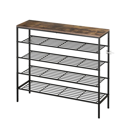 Artiss Shoe Rack 25 Pairs 5-tier Shoe Storage Organiser Shelf Metal frame Walnut - Cosy Abode