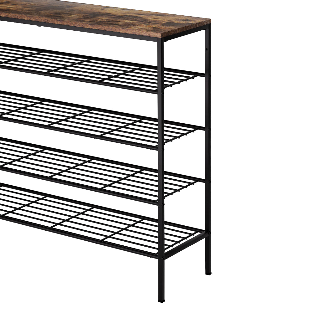 Artiss Shoe Rack 25 Pairs 5-tier Shoe Storage Organiser Shelf Metal frame Walnut - Cosy Abode