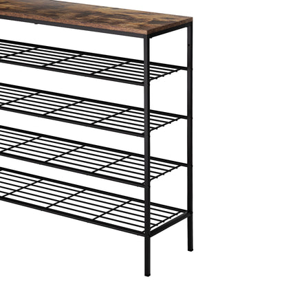 Artiss Shoe Rack 25 Pairs 5-tier Shoe Storage Organiser Shelf Metal frame Walnut - Cosy Abode