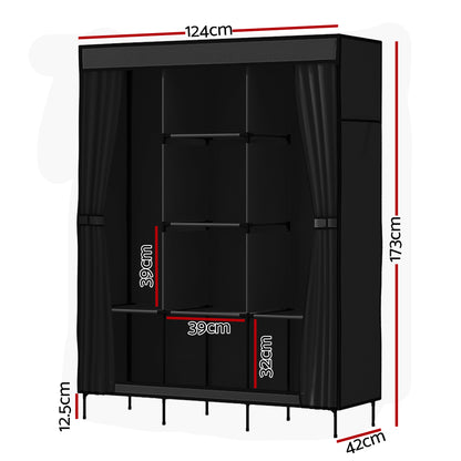 Artiss Large Portable Clothes Closet Wardrobe with Shelf Black - Cosy Abode