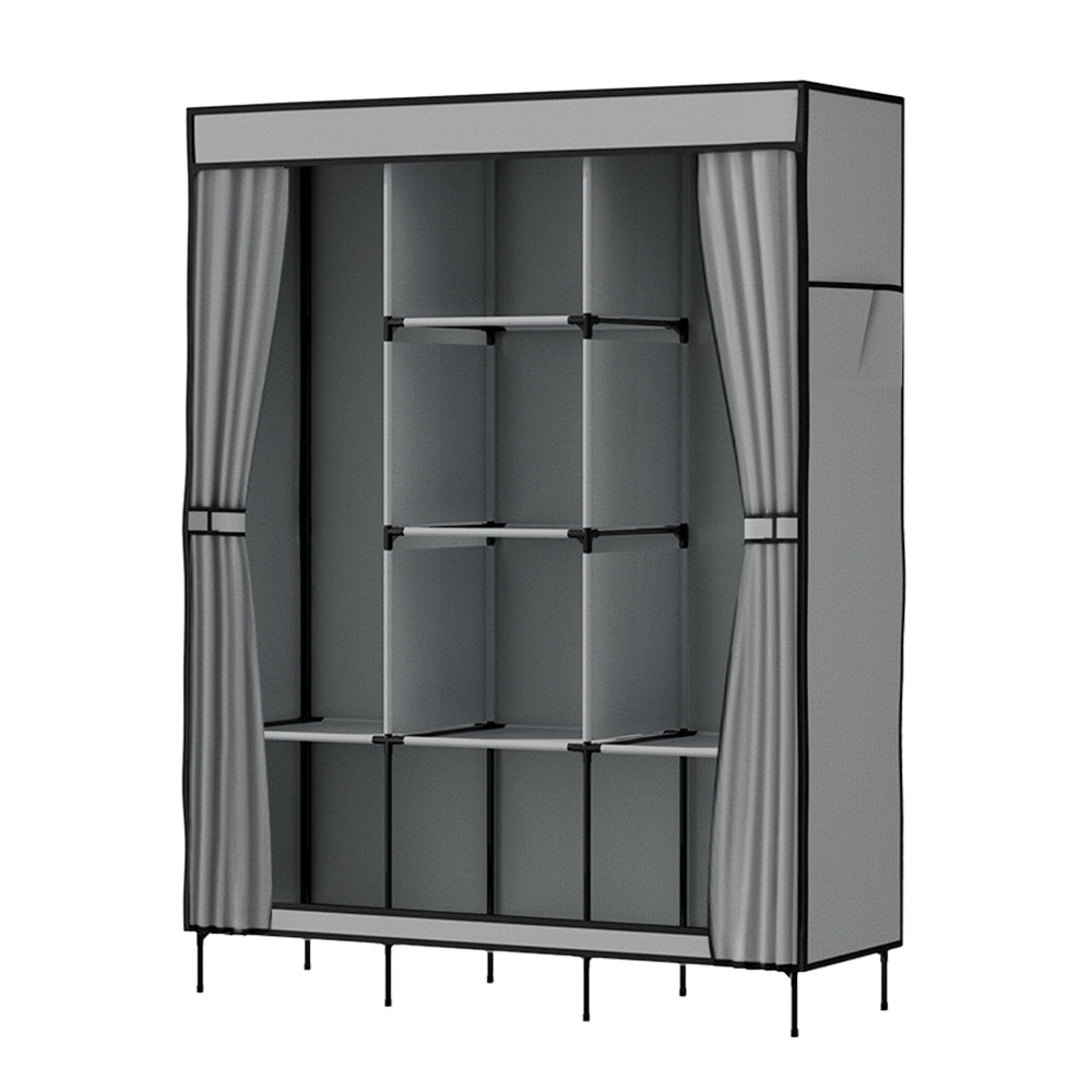 Artiss Large Portable Clothes Closet Wardrobe with Shelf Grey - Cosy Abode