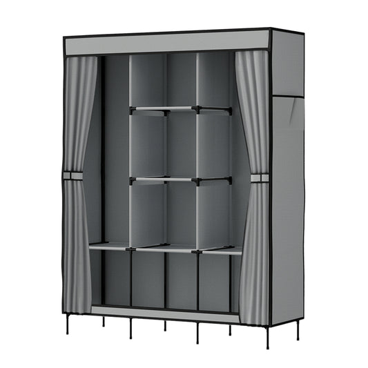 Artiss Large Portable Clothes Closet Wardrobe with Shelf Grey - Cosy Abode