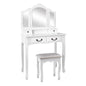 Artiss Dressing Table Stool Set Foldable Mirror White - Cosy Abode