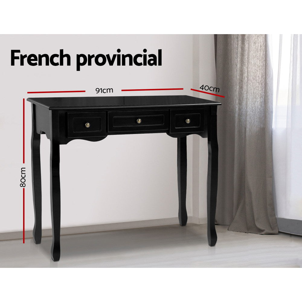 Artiss Console Table 3 Drawers Black Hamptons - Cosy Abode