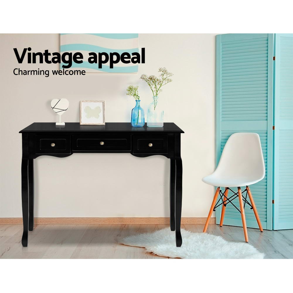 Artiss Console Table 3 Drawers Black Hamptons - Cosy Abode