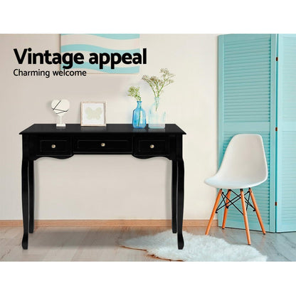 Artiss Console Table 3 Drawers Black Hamptons - Cosy Abode