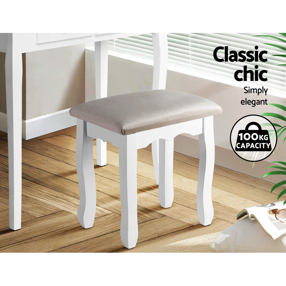 Artiss Dressing Table Stool Velvet Grey - Cosy Abode