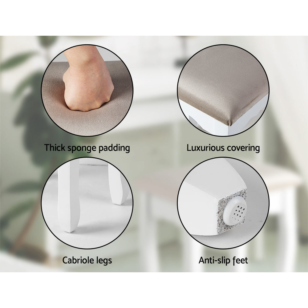 Artiss Dressing Table Stool Velvet Grey - Cosy Abode