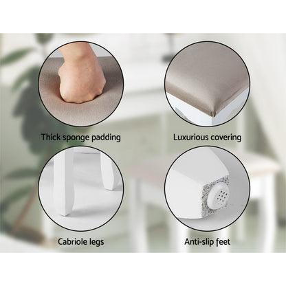 Artiss Dressing Table Stool Velvet Grey - Cosy Abode