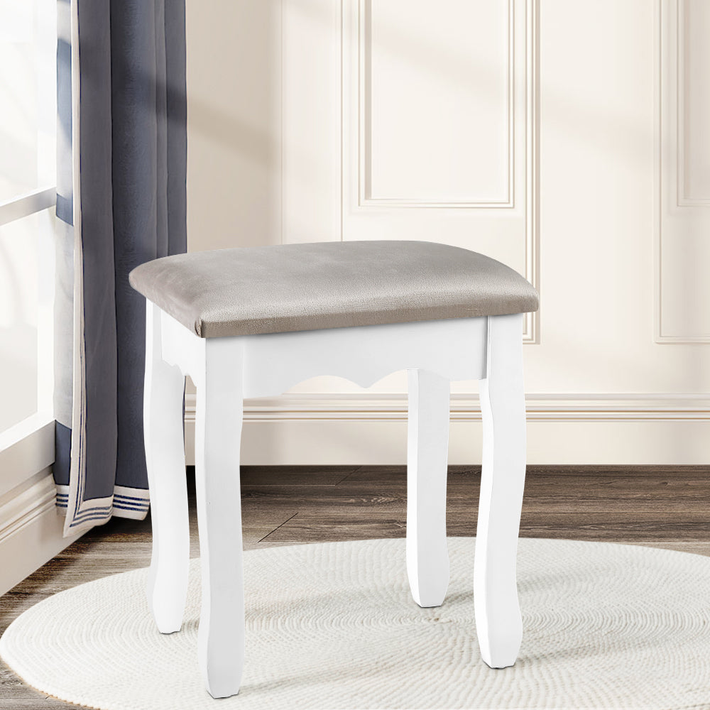 Artiss Dressing Table Stool Velvet Grey - Cosy Abode