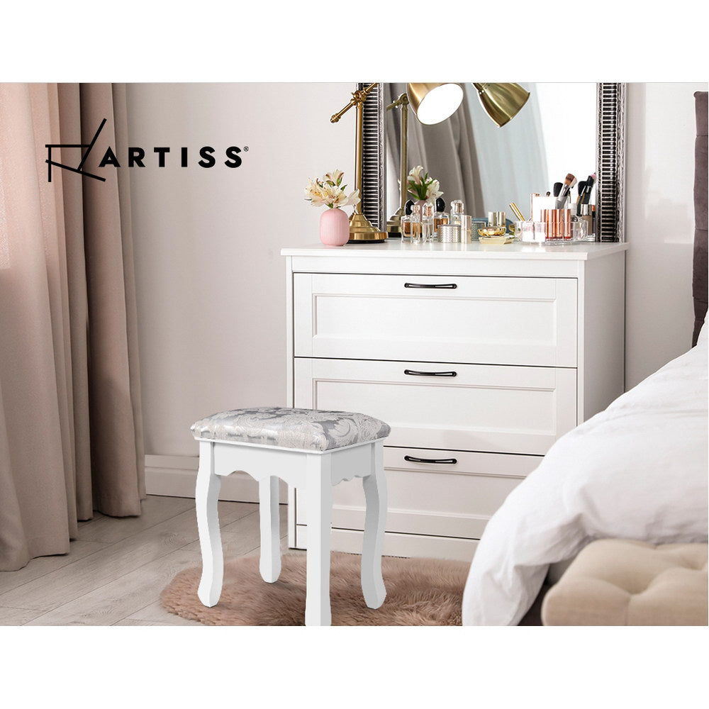 Artiss Dressing Table Stool Velvet White - Cosy Abode