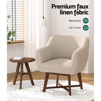 Artiss Fabric Tub Lounge Armchair - Beige - Cosy Abode