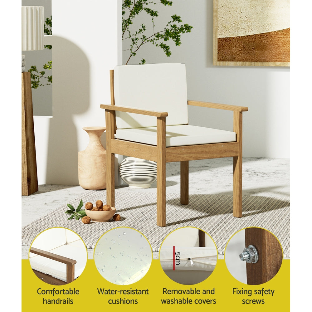 Gardeon 4-Piece Outdoor Sofa Set Wooden Couch Lounge Setting - Cosy Abode