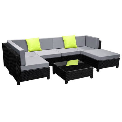 Gardeon 7-Piece Outdoor Sofa Set Wicker Couch Lounge Setting Seat Cover - Cosy Abode