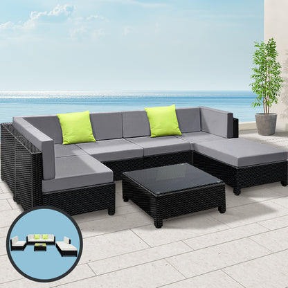 Gardeon 7-Piece Outdoor Sofa Set Wicker Couch Lounge Setting Seat Cover - Cosy Abode