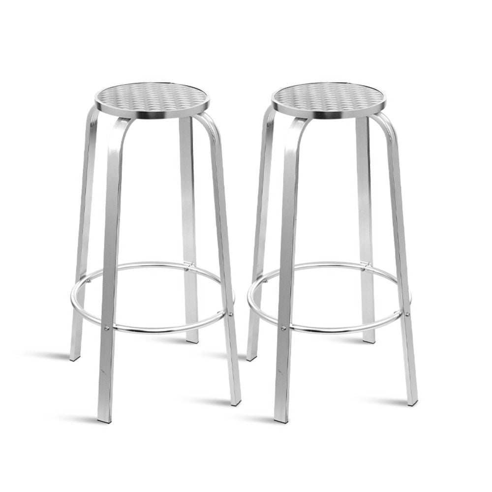 Gardeon 2-Piece Outdoor Bar Stools Patio Indoor Bistro Aluminum Chairs - Cosy Abode