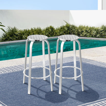 Gardeon 2-Piece Outdoor Bar Stools Patio Indoor Bistro Aluminum Chairs - Cosy Abode