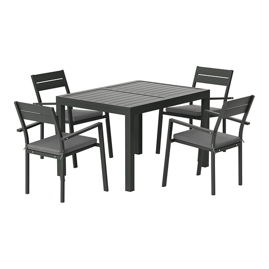 Gardeon Outdoor Dining Set 5 Piece Aluminum Extendable Table Setting Black - Cosy Abode