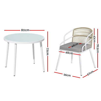 Gardeon Outdoor Dining Set 5 Piece Aluminum Table Chairs Setting White - Cosy Abode
