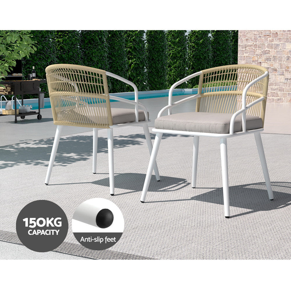 Gardeon Outdoor Dining Set 5 Piece Aluminum Table Chairs Setting White - Cosy Abode